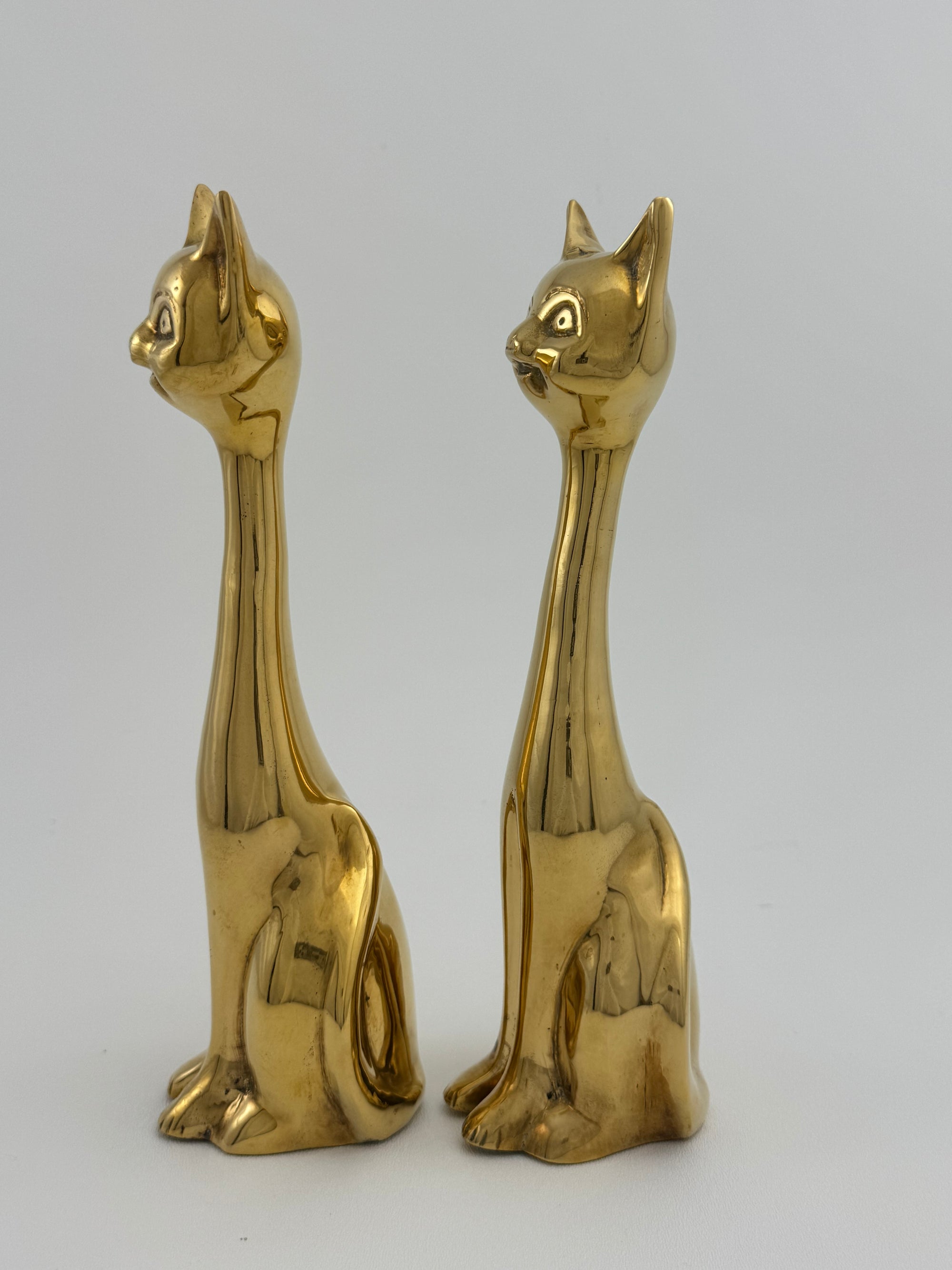 Slim MCM Vintage Brass Cats-A Pair