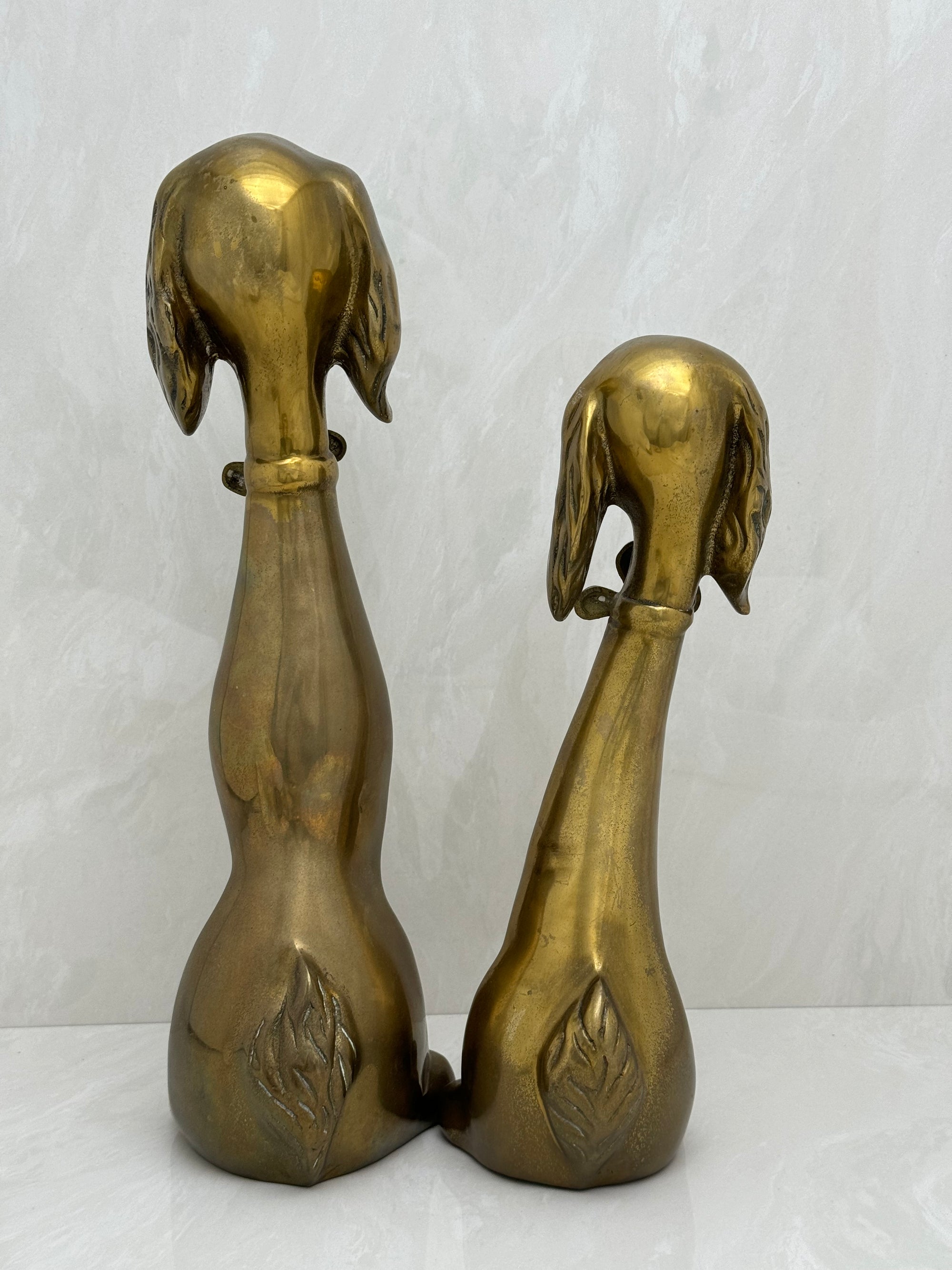 Large Vintage Brass Puppy Duo-A Pair