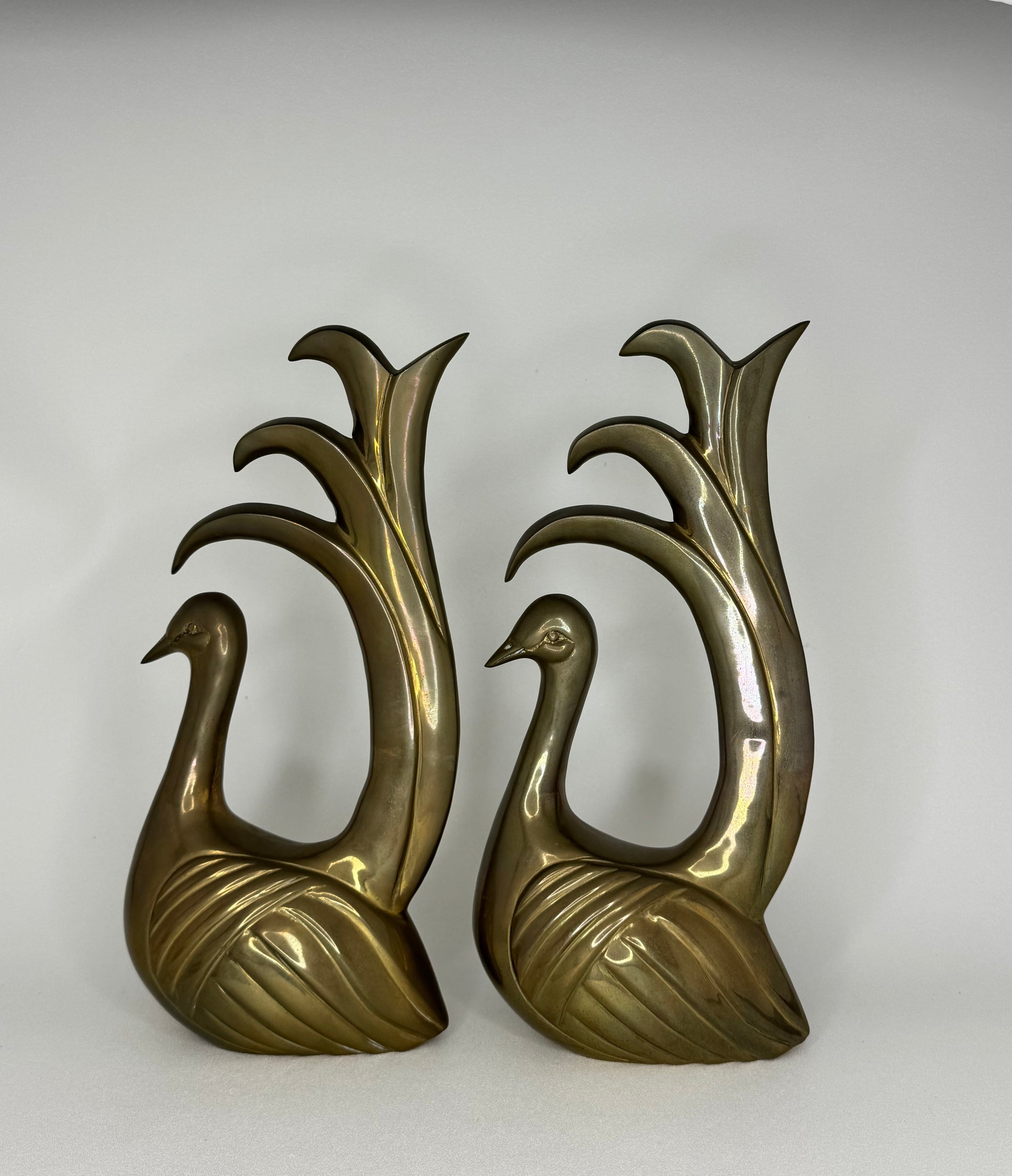 Vintage Brass Peacocks pair by Frederick Cooper