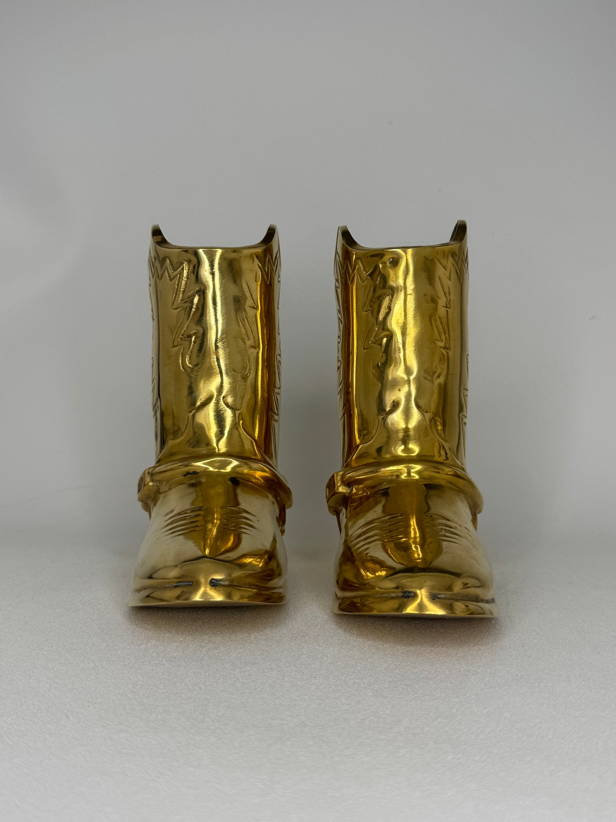Vintage Brass Cowboy Boots