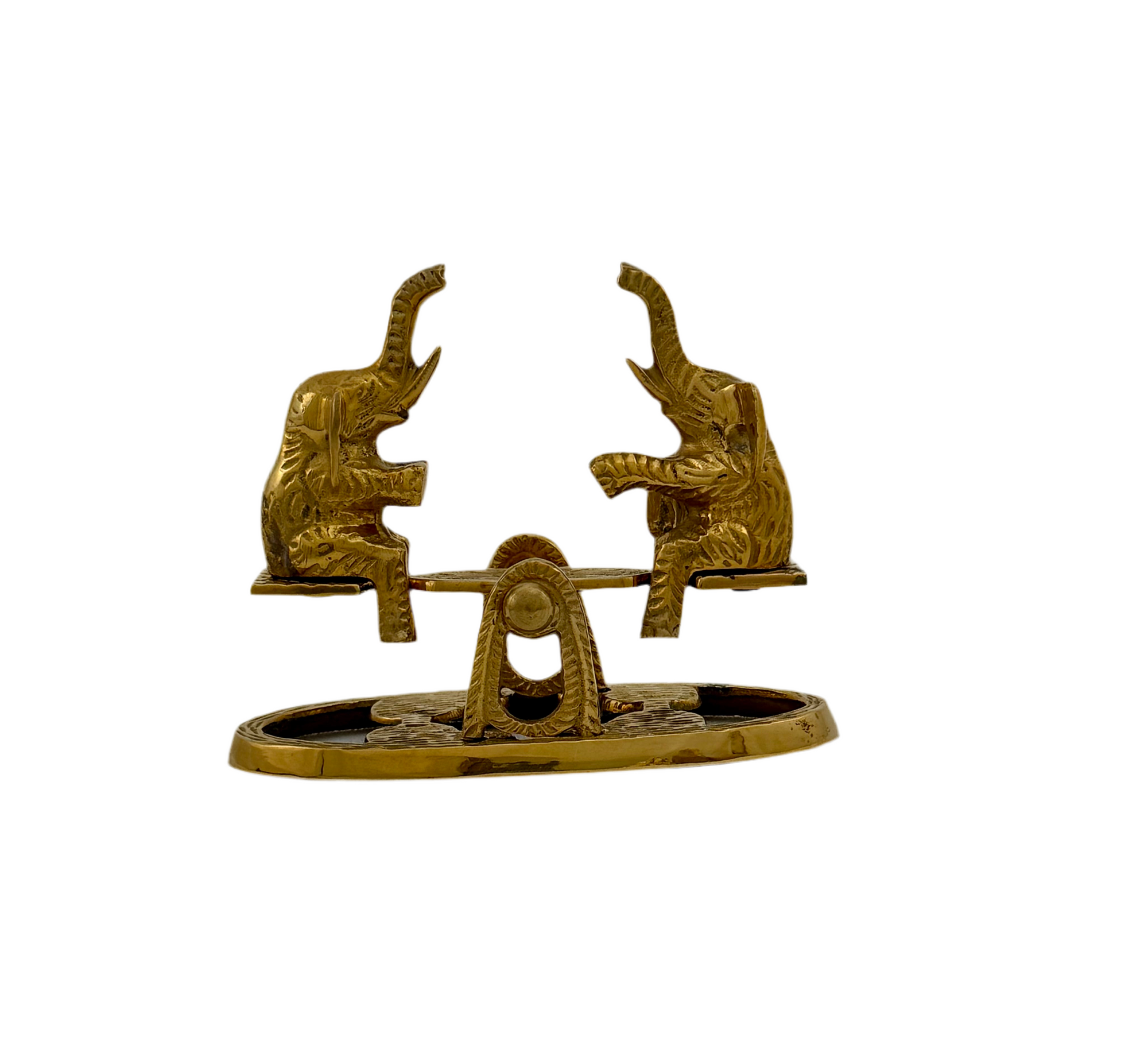 Vintage Brass Elephants on Teeter Totter-Baby Nursery Decor