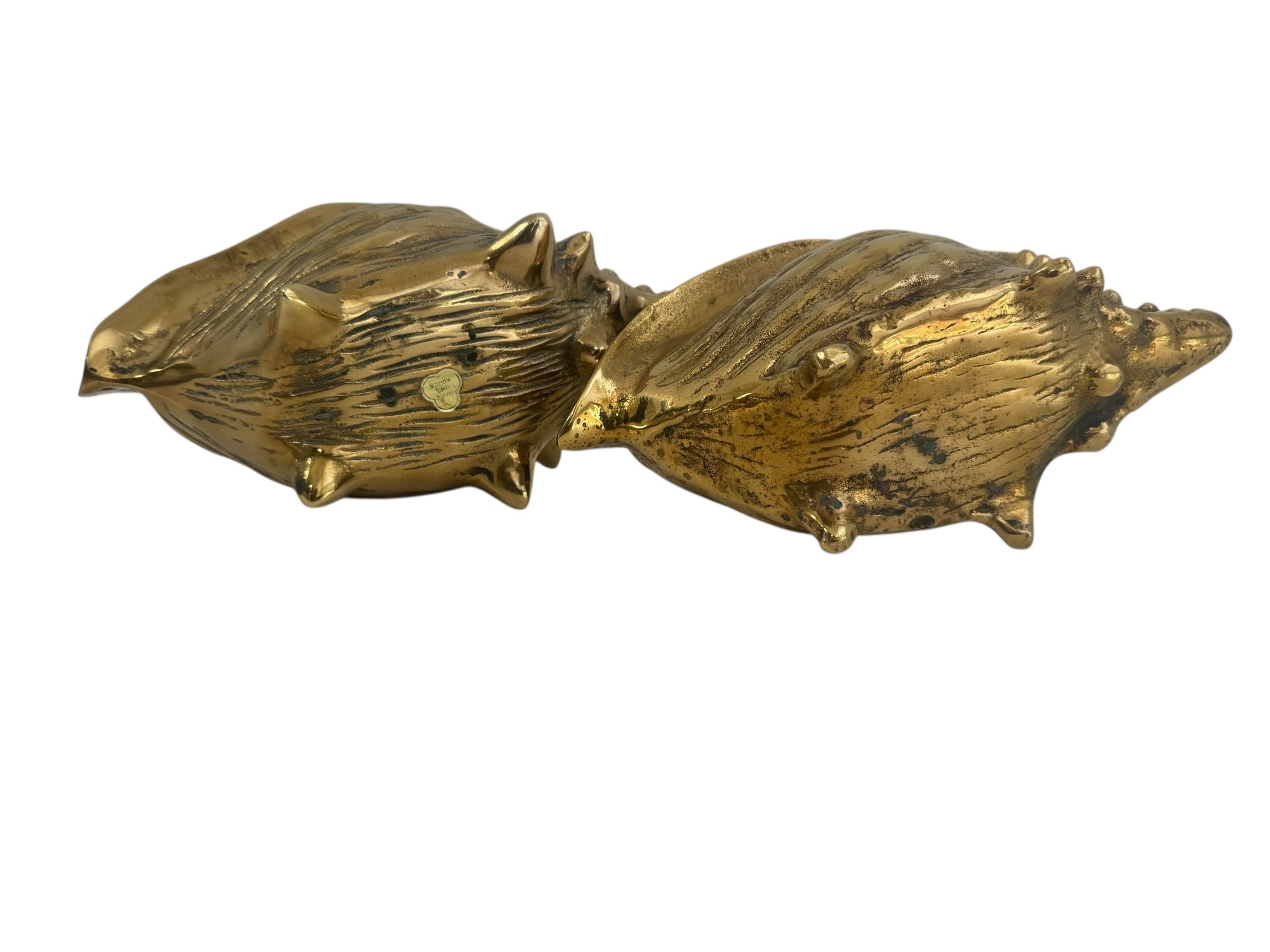 Pair of Vintage Brass Conch Shell Planters