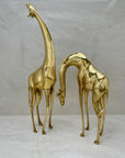 Vintage Brass Giraffe Pair – Tall Sculptural Mid Century Modern Figurines – Hollywood Regency Safari Decor – Statement Brass Animal Duo