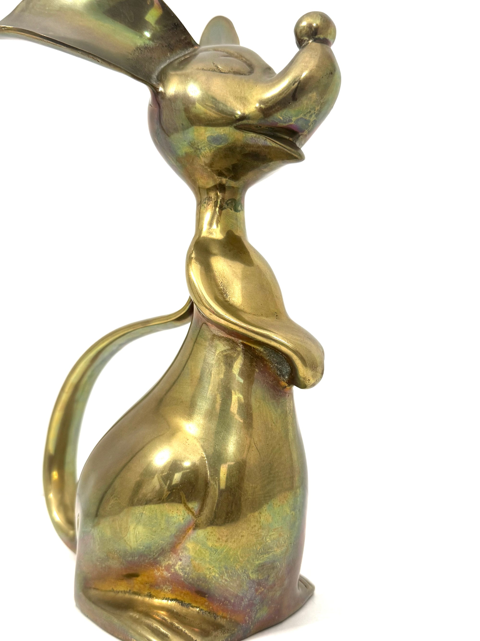 Grand Vintage Mid-Century Modern Brass Mouse Sculpture — Oversized Whimsical Art Accent