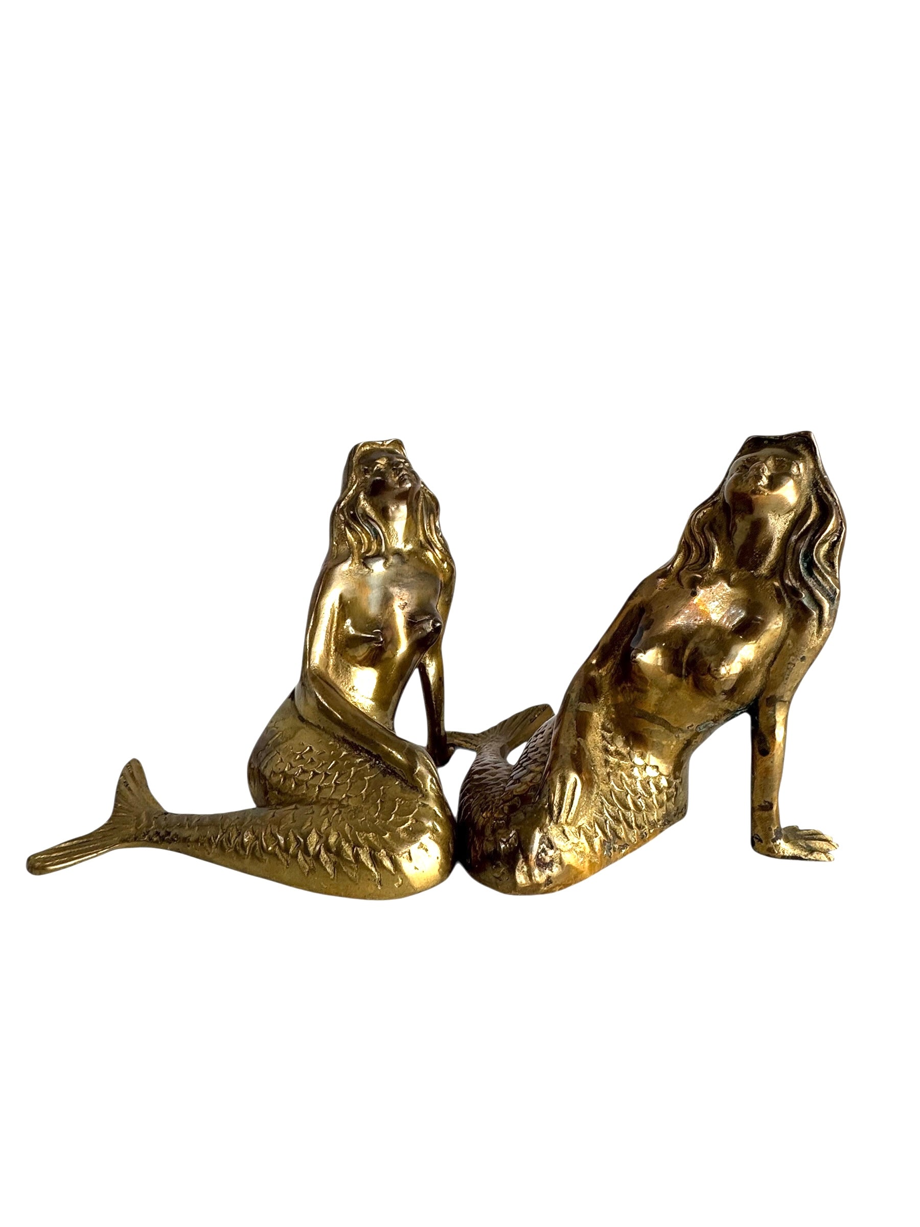 Vintage Brass Mermaid Pair