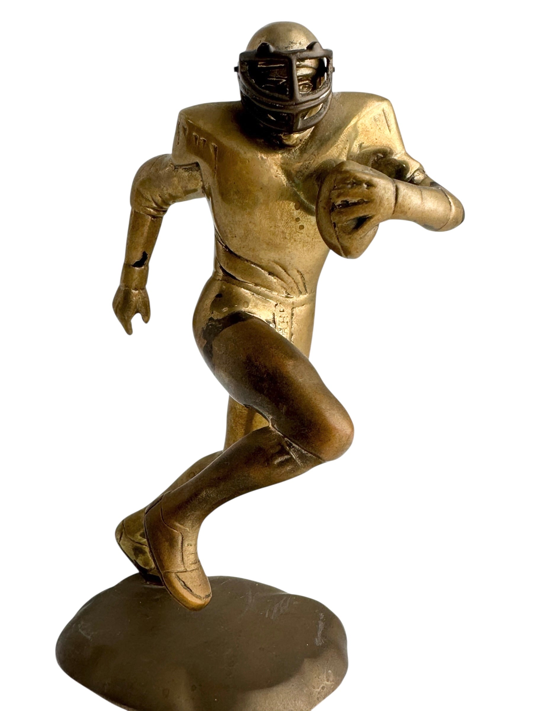 Vintage Brass Running American Football Player