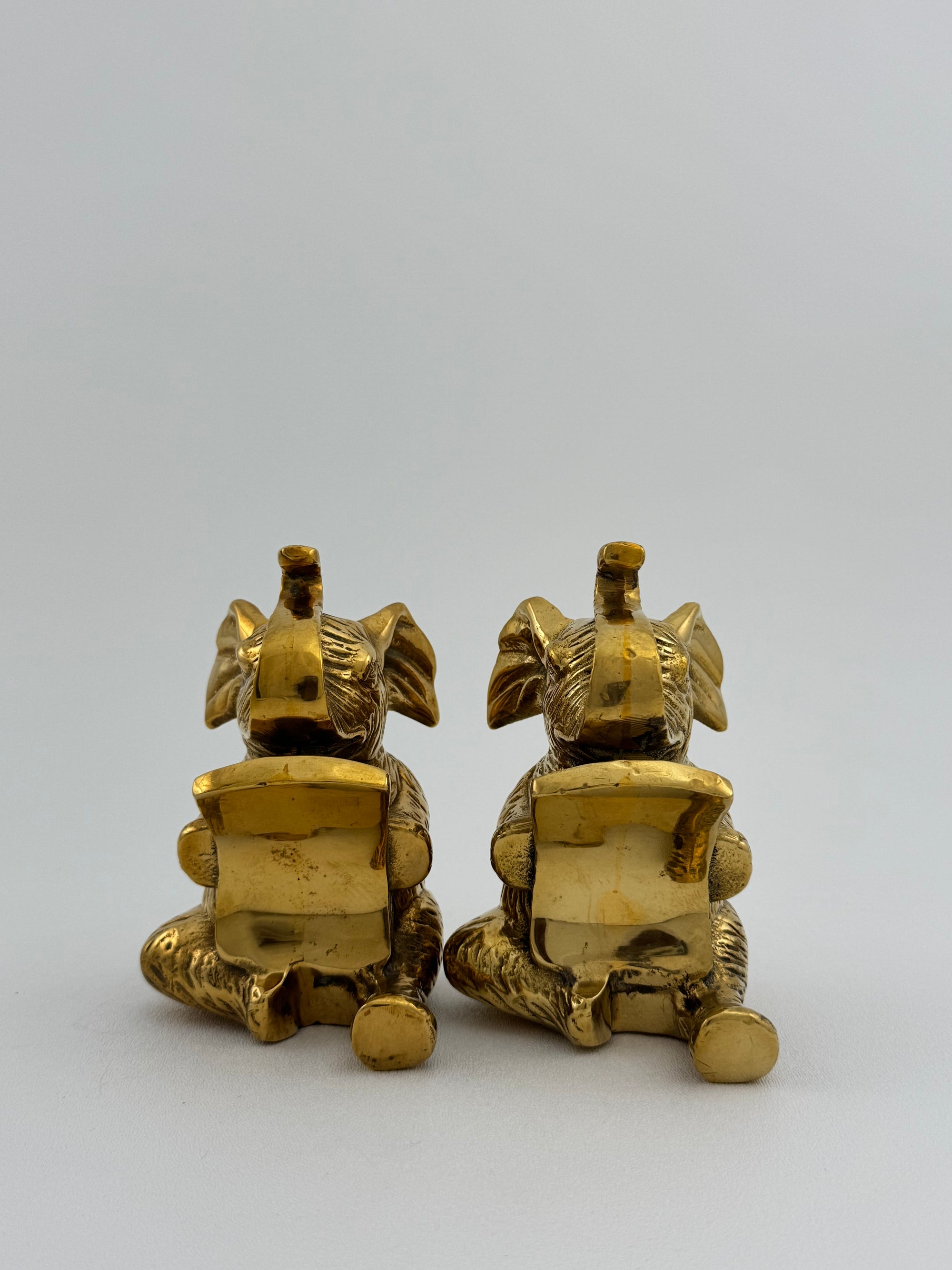 Vintage Brass Elephants Bookends-A Pair