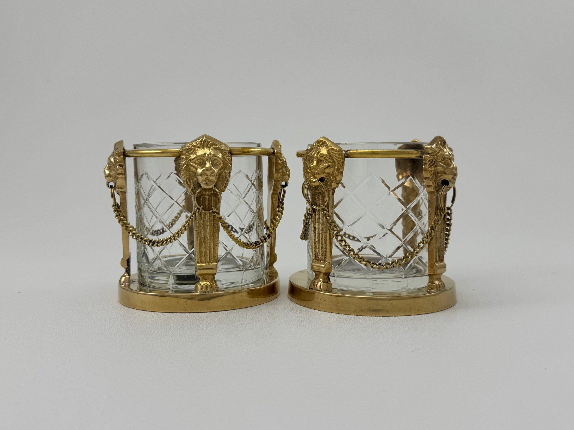 Pair of Vintage Andrea by Sadek Brass &amp; Crystal Candle Holders