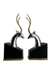 Mid-Century Chrome and Brass Antelope Bookends – Pair