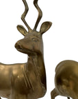 Vintage Brass Kudu Antelope Pair