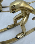 Vintage Bronze Skiing Frog Brothers