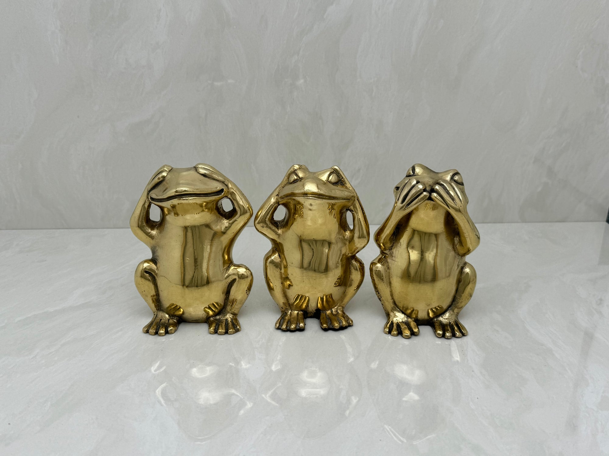 Vintage Morality Frogs Hear, Speak, See No Evil- A Set of Three