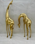 Vintage Brass Giraffe Pair – Tall Sculptural Mid Century Modern Figurines – Hollywood Regency Safari Decor – Statement Brass Animal Duo