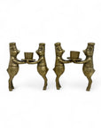 Vintage Bronze Pig Chef Candleholders-A Pair