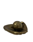 Vintage Brass Baseball Glove and Ball-A Two Piece Set