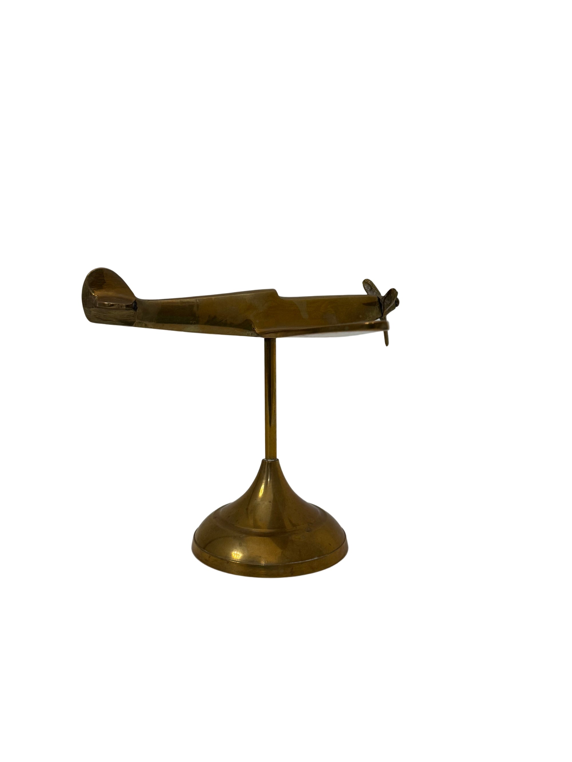 Vintage Brass Airplane on Stand | Mid-Century Aviator Sculpture