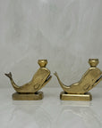 Vintage Brass Whale Candleholders