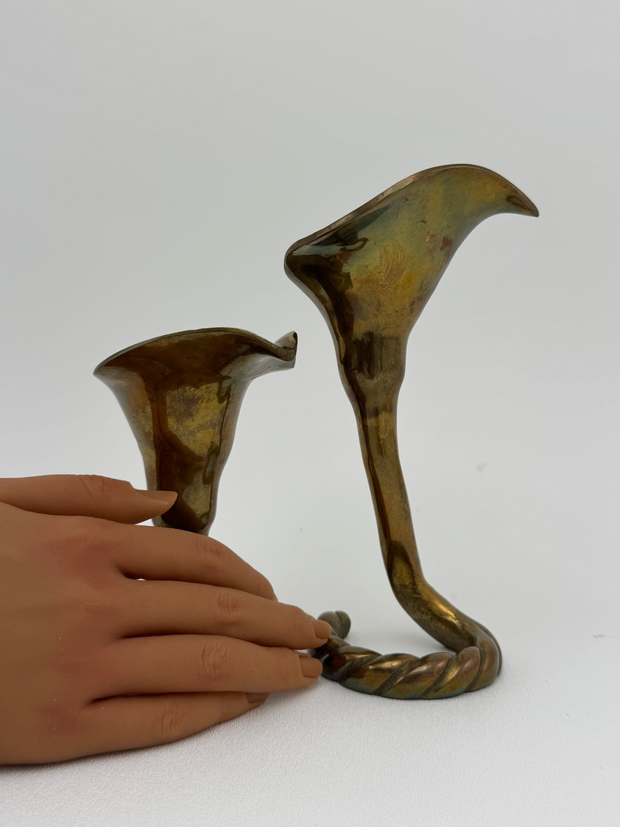 Vintage Brass Tulip Candlestick Holders-A Pair