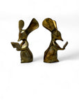 Vintage Brass Reading Mice Bookends-A Pair