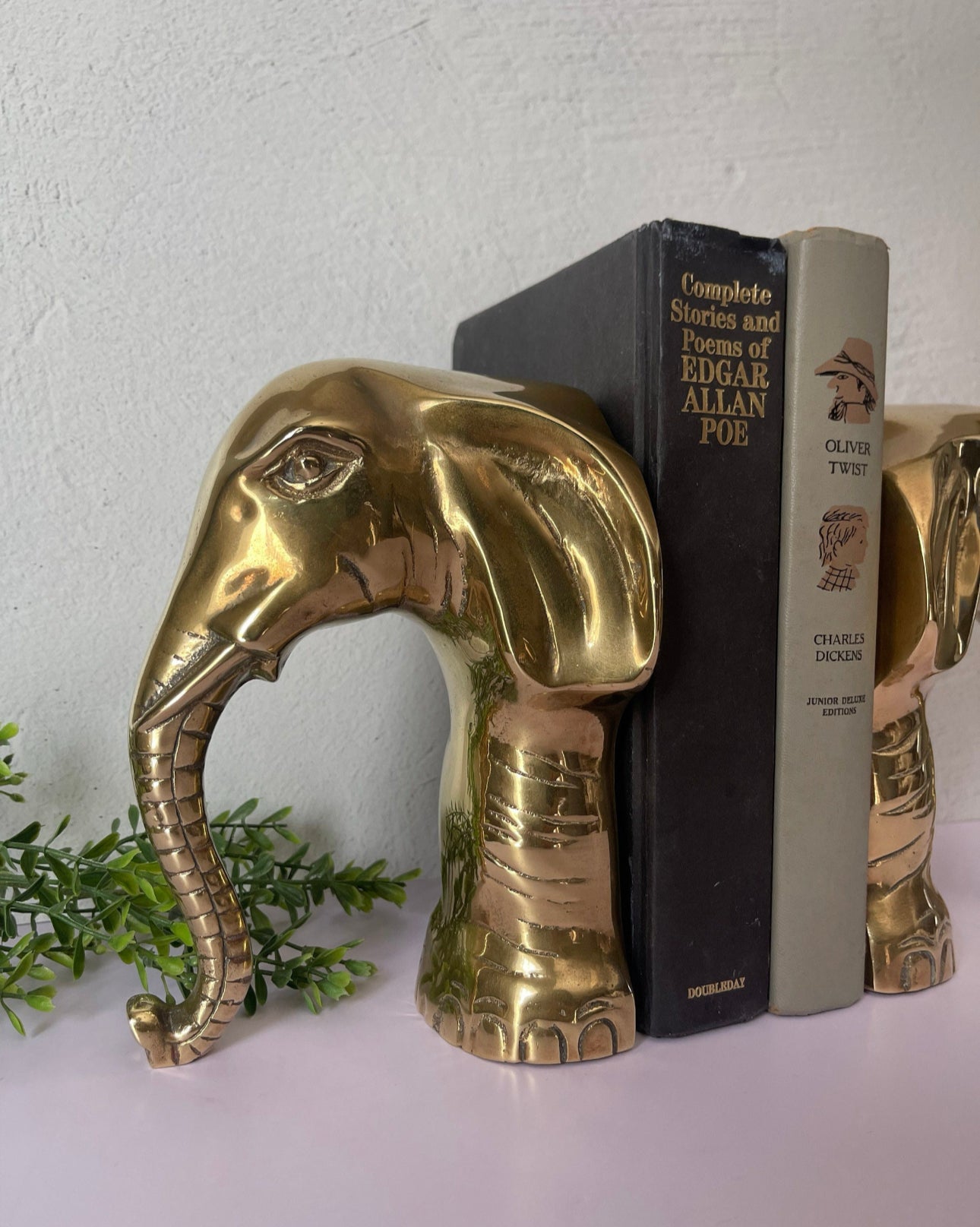 Vintage Brass Elephant Bookends- A Pair