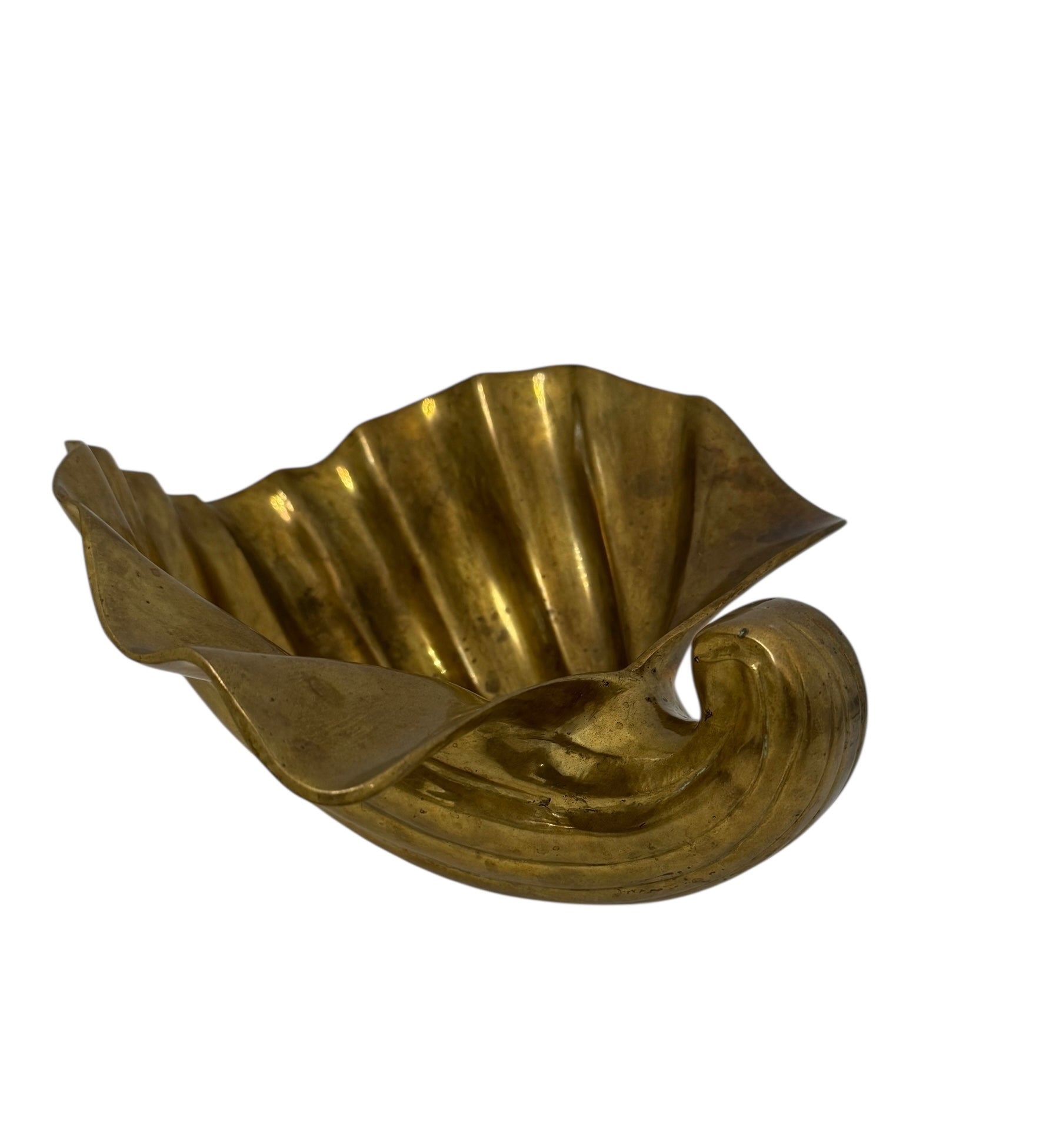 Vintage Brass Clam Shell Bowl – Hollywood Regency Mid-Century Accent