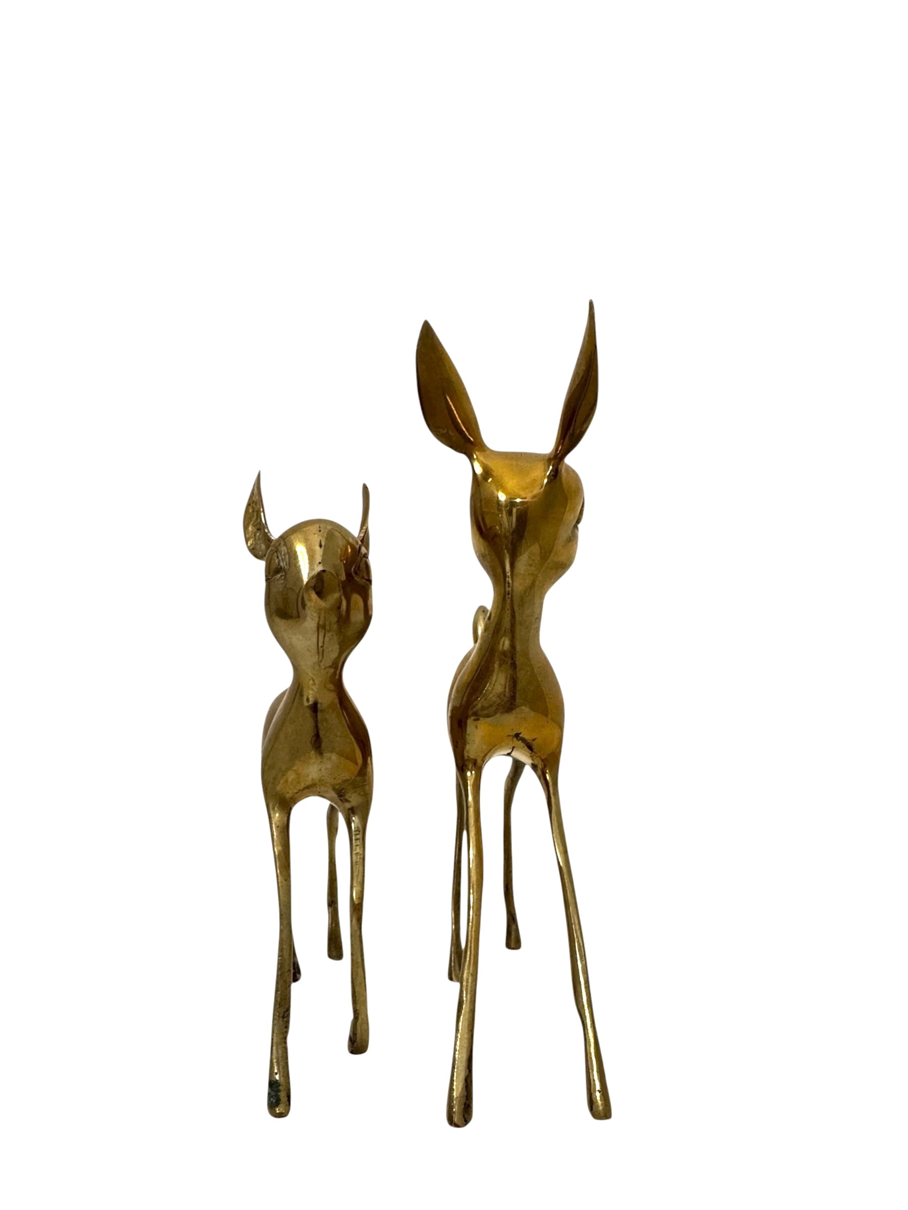 Vintage Brass Deer Pair – Mid-Century Modern Fawns | Hollywood Regency Woodland Figurines