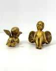 Vintage Polished Brass Cherub Angels — Set of Two Mid-Century Figurines