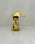 Vintage Brass Duck Under Umbrella