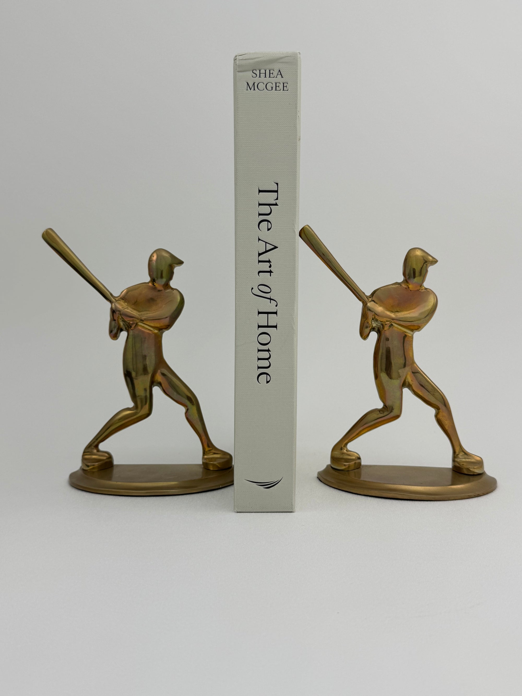 Vintage Brass Baseball Bookends-A Pair by Enesco