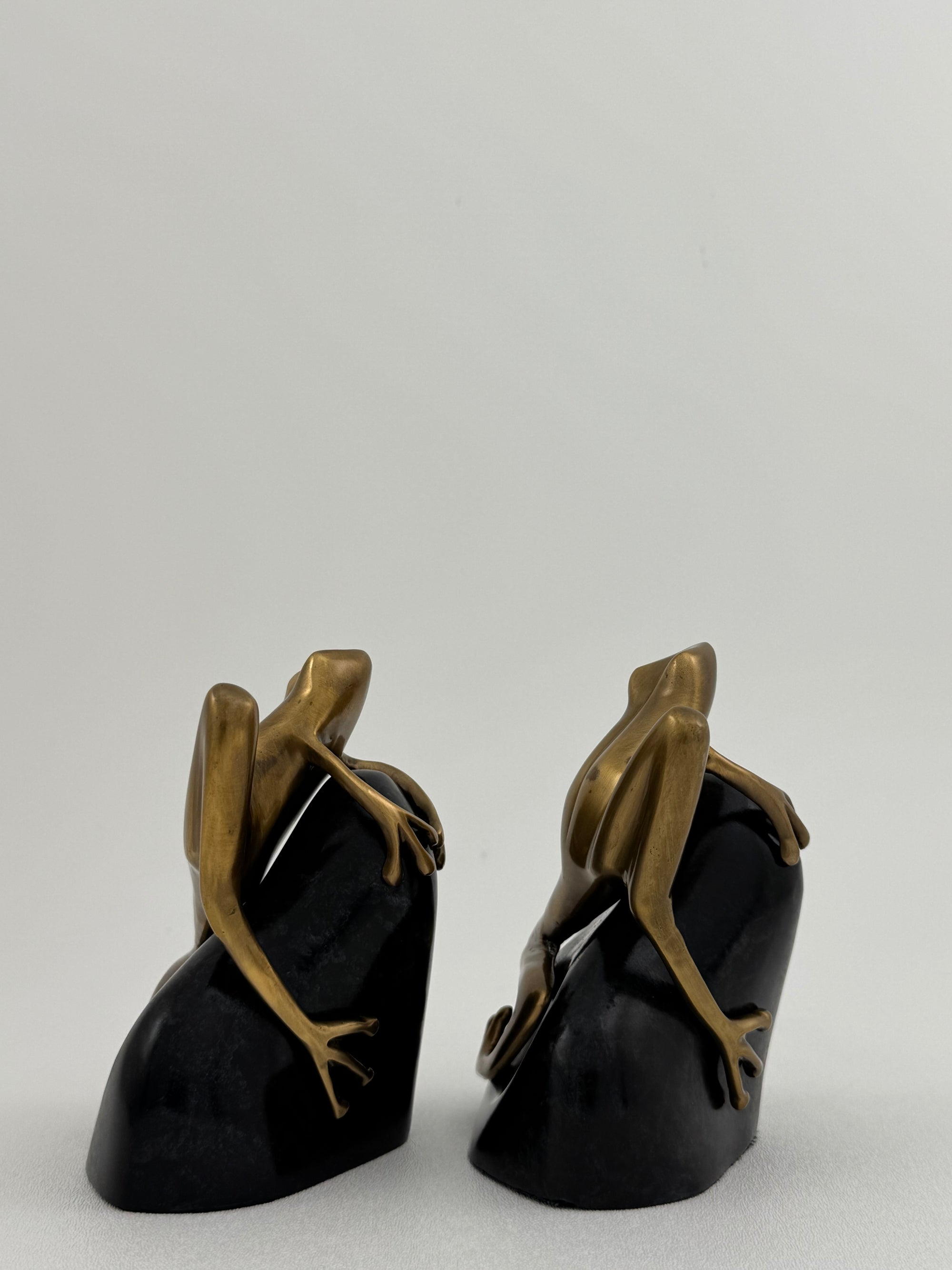 Vintage Bombay Frog on Rock Bookends-A Pair
