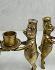 Vintage Bronze Pig Chef Candleholders-A Pair