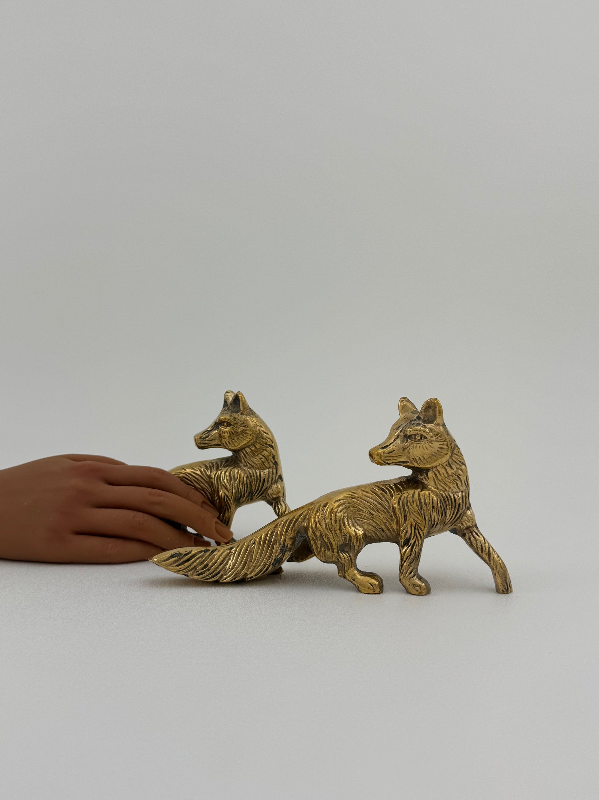 Vintage Brass Foxes- A Pair