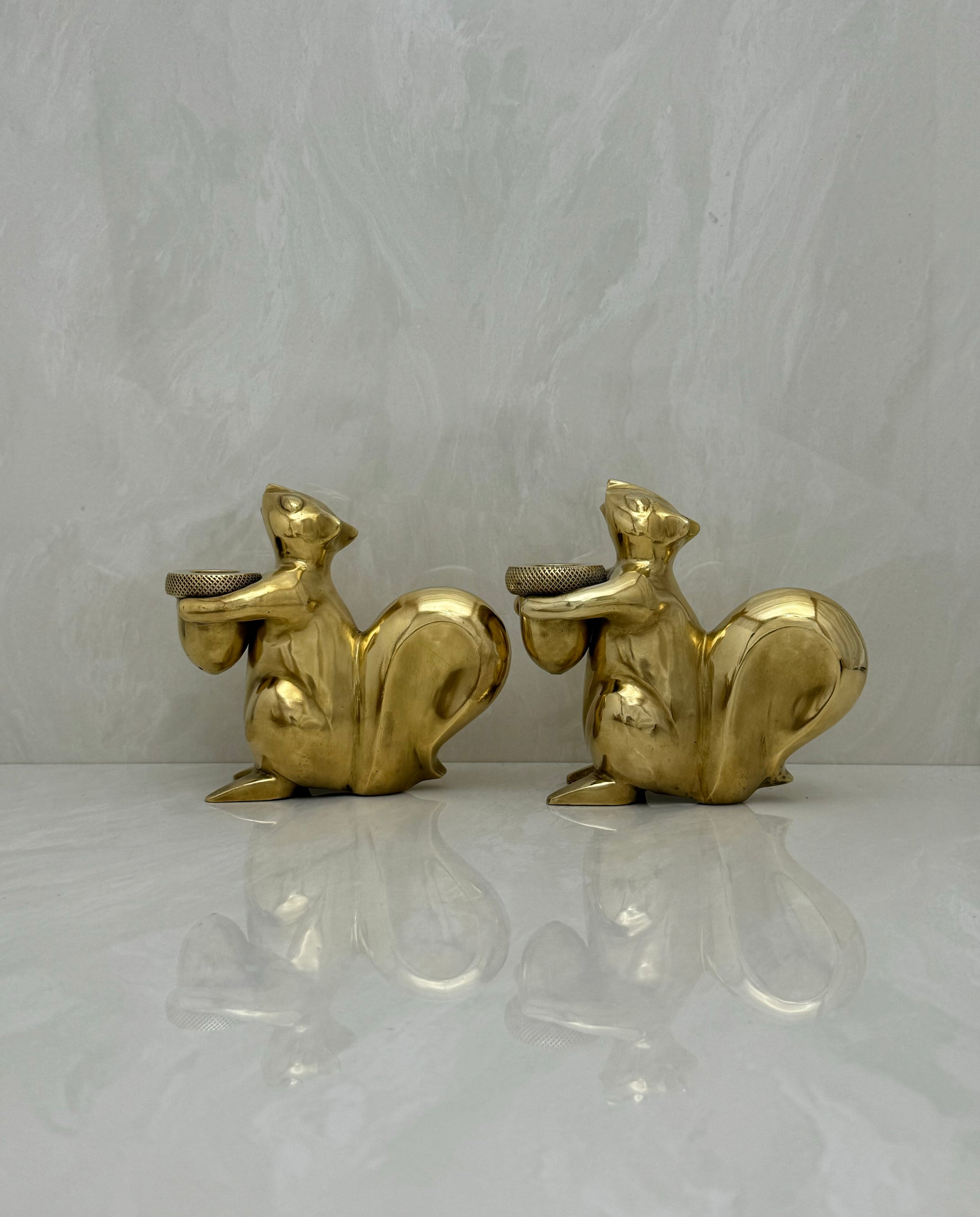 Vintage Bronze Squirrel Candleholders-A Pair