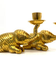 Vintage Brass Elephant Candle Holders | Lucky Trunk Pair