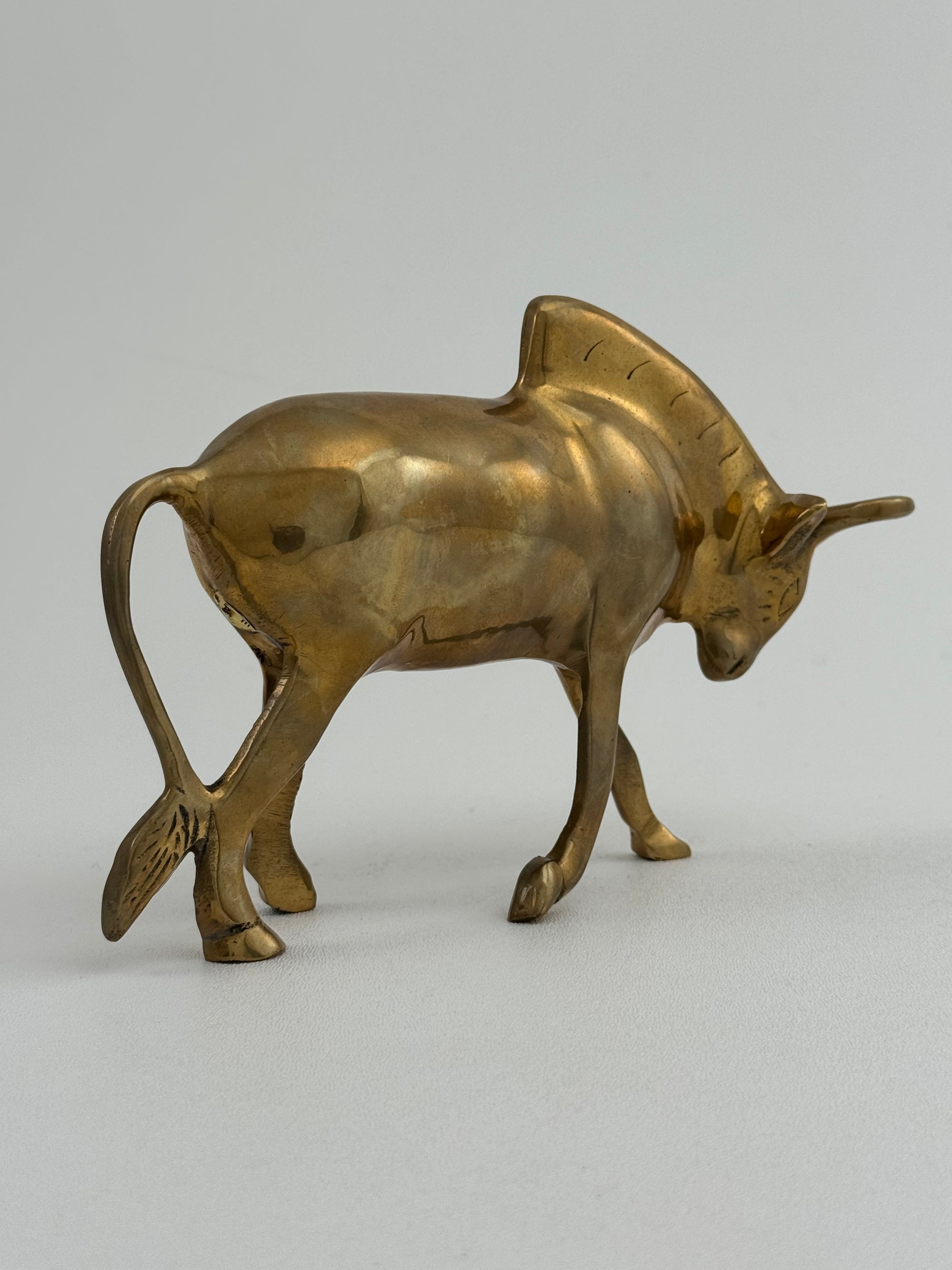 Vintage Brass Bull Figurine