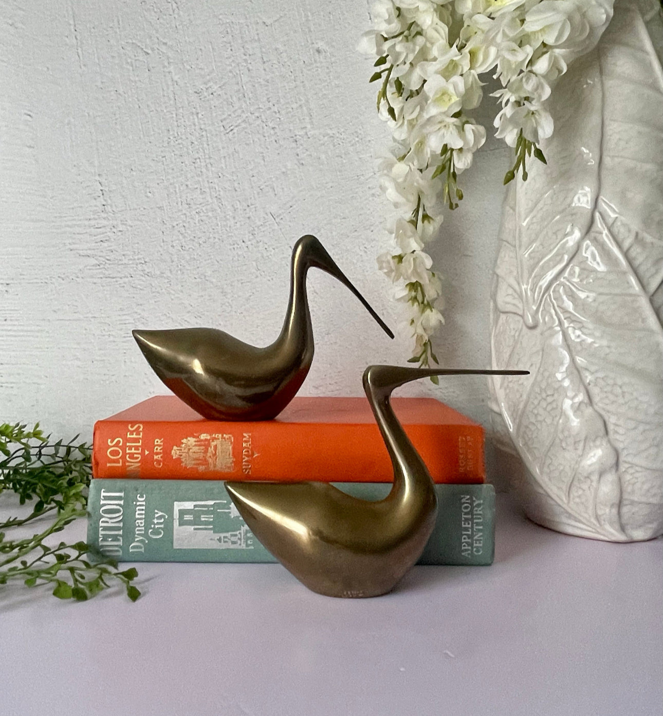 Vintage Brass MCM Sleek Beak Ducks- A Pair