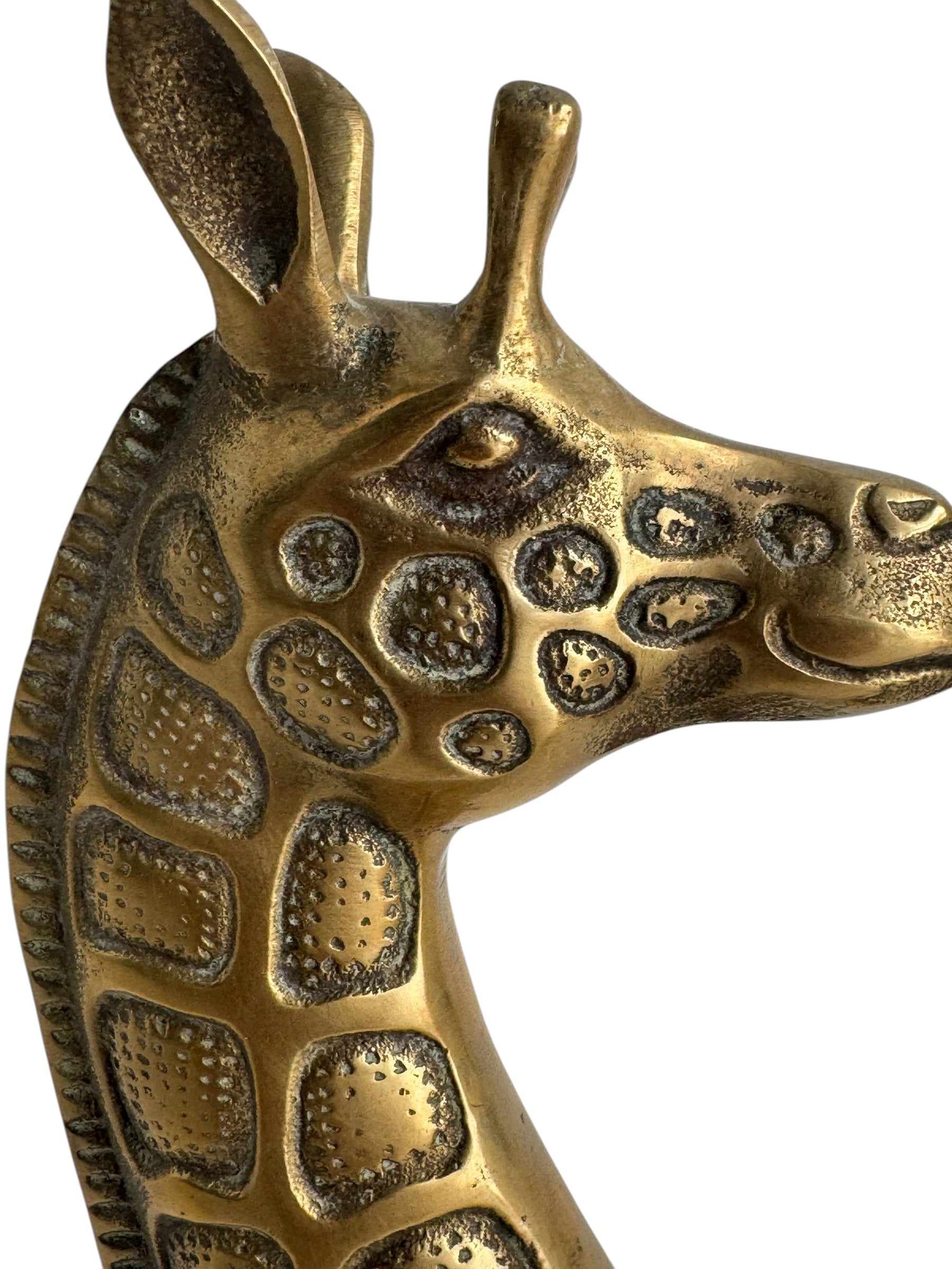 Vintage Brass Giraffe Head Sculptures – Mid-Century Modern Pair