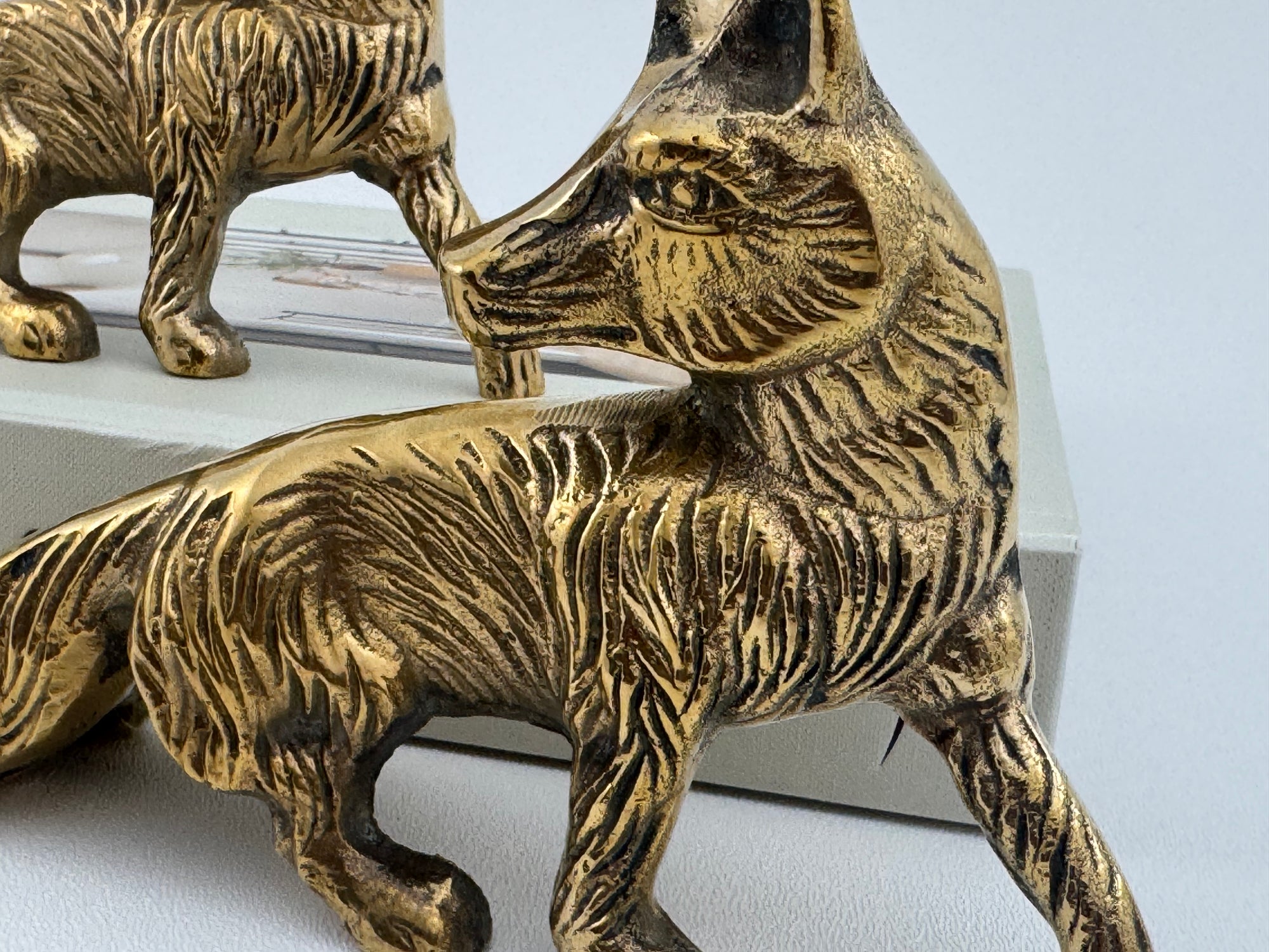 Vintage Brass Foxes- A Pair