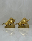 Vintage Brass Charging Bulls-A Pair