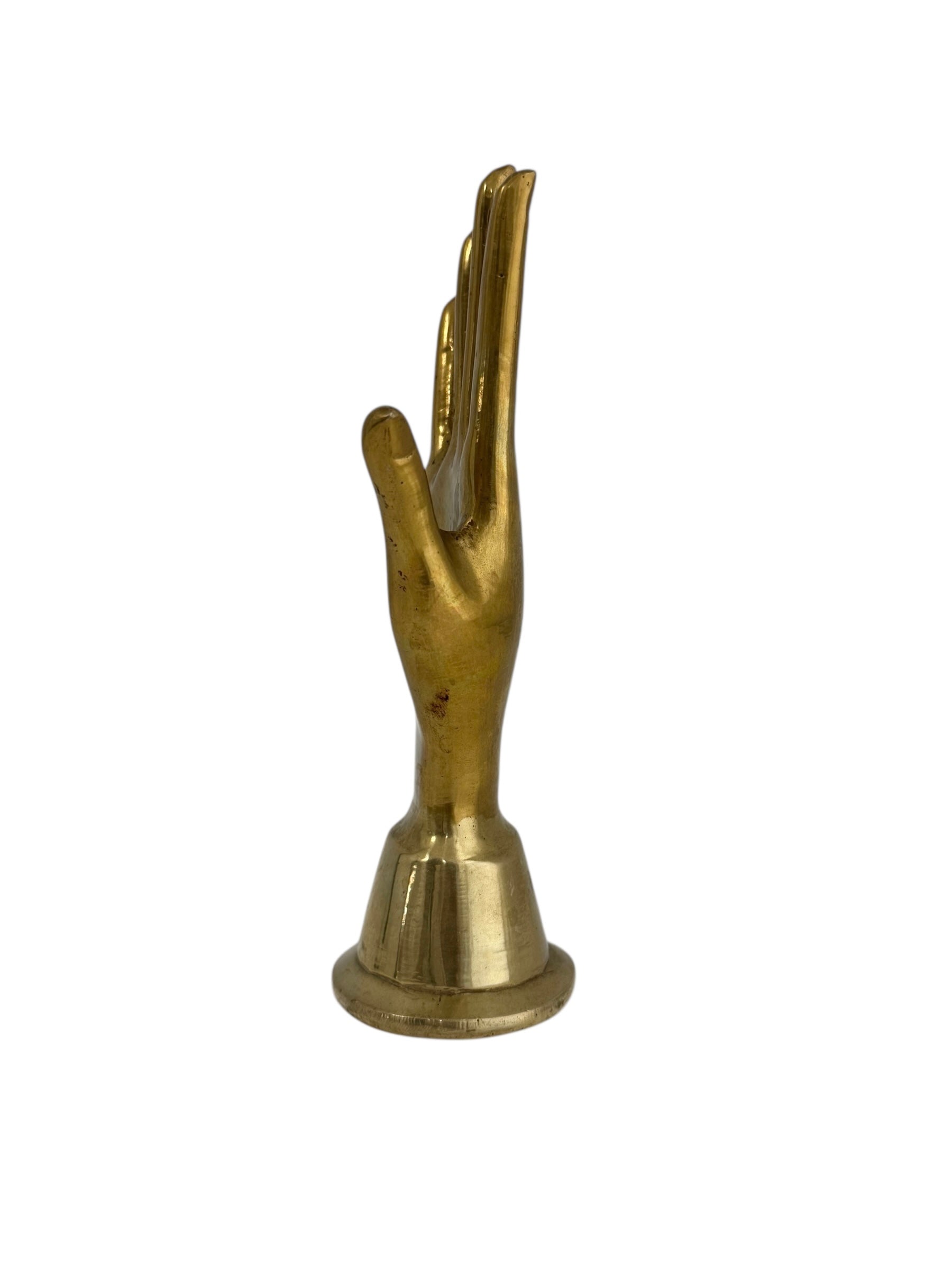Vintage Brass Hand Sculpture – Mid-Century Modern Jewelry Display or Art Accent