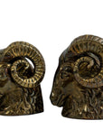 Vintage Brass Ram Head Bookends