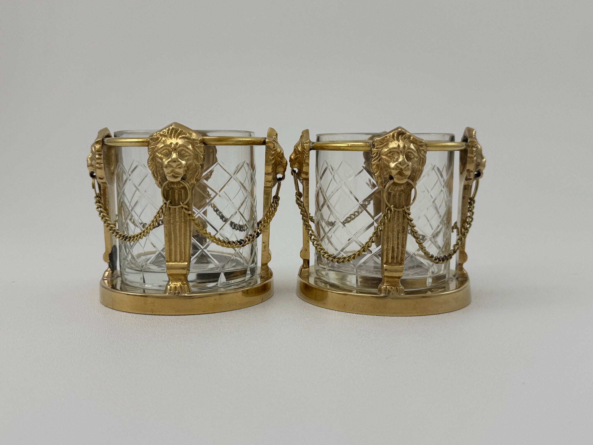 Pair of Vintage Andrea by Sadek Brass &amp; Crystal Candle Holders