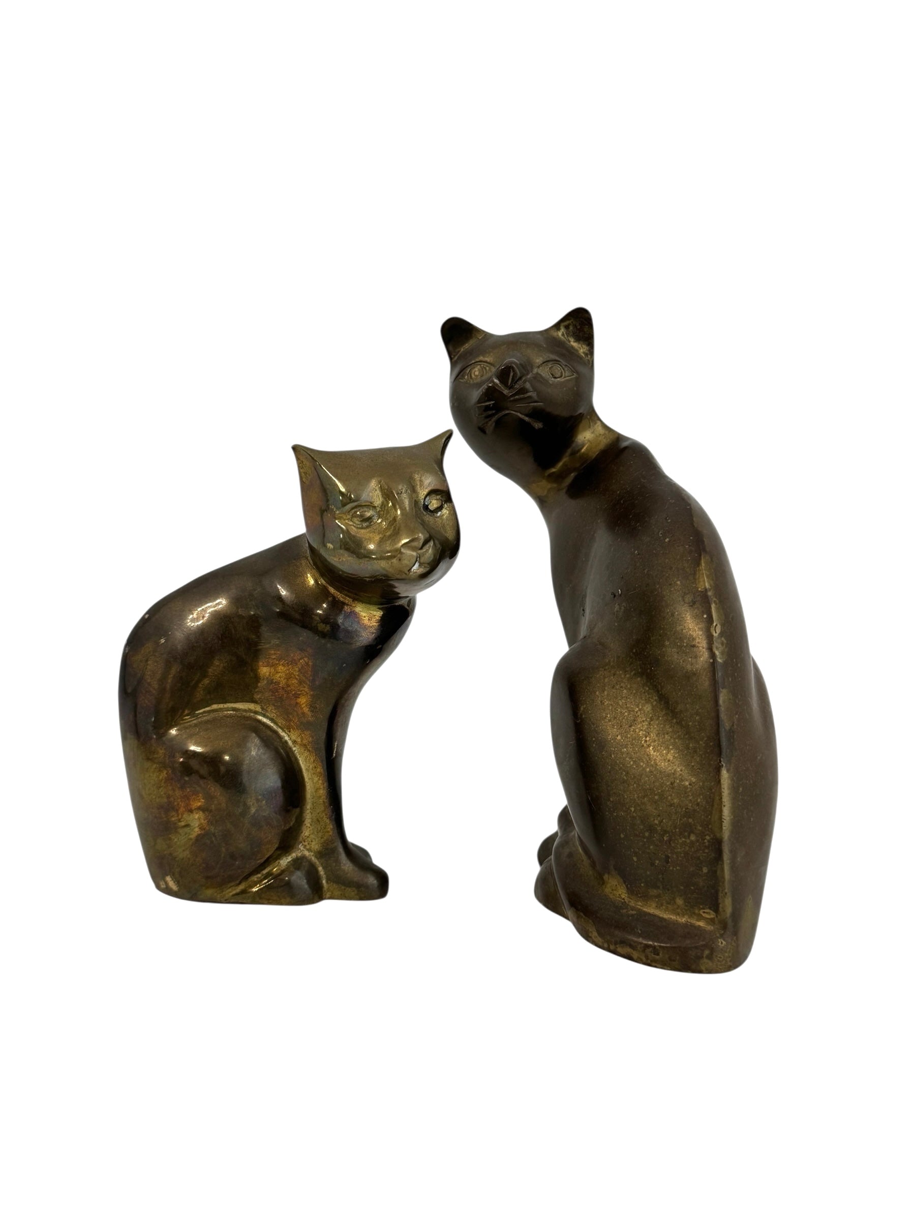 Vintage Brass Cat Pair