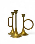 Vintage Brass Silvestri Horn Candleholders-Three Piece Set