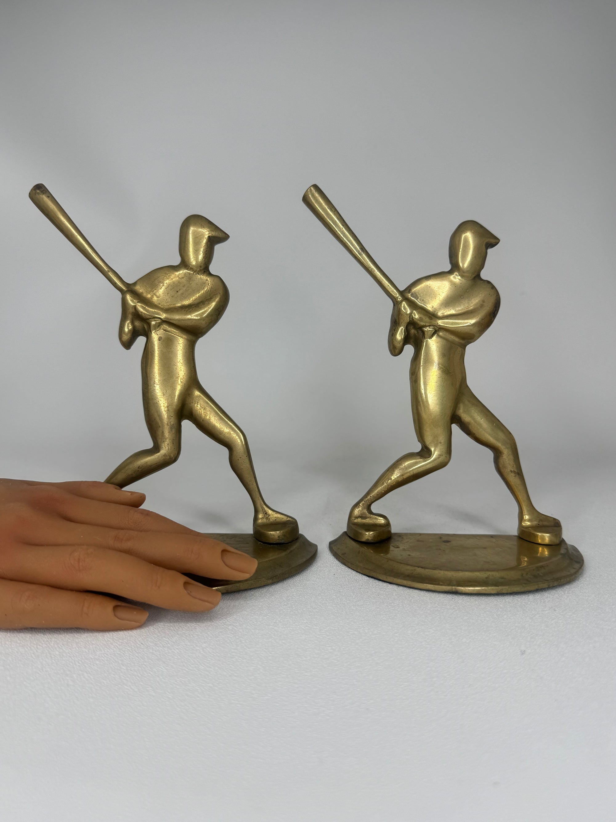 Vintage Brass Baseball Bookends-A Pair by Enesco