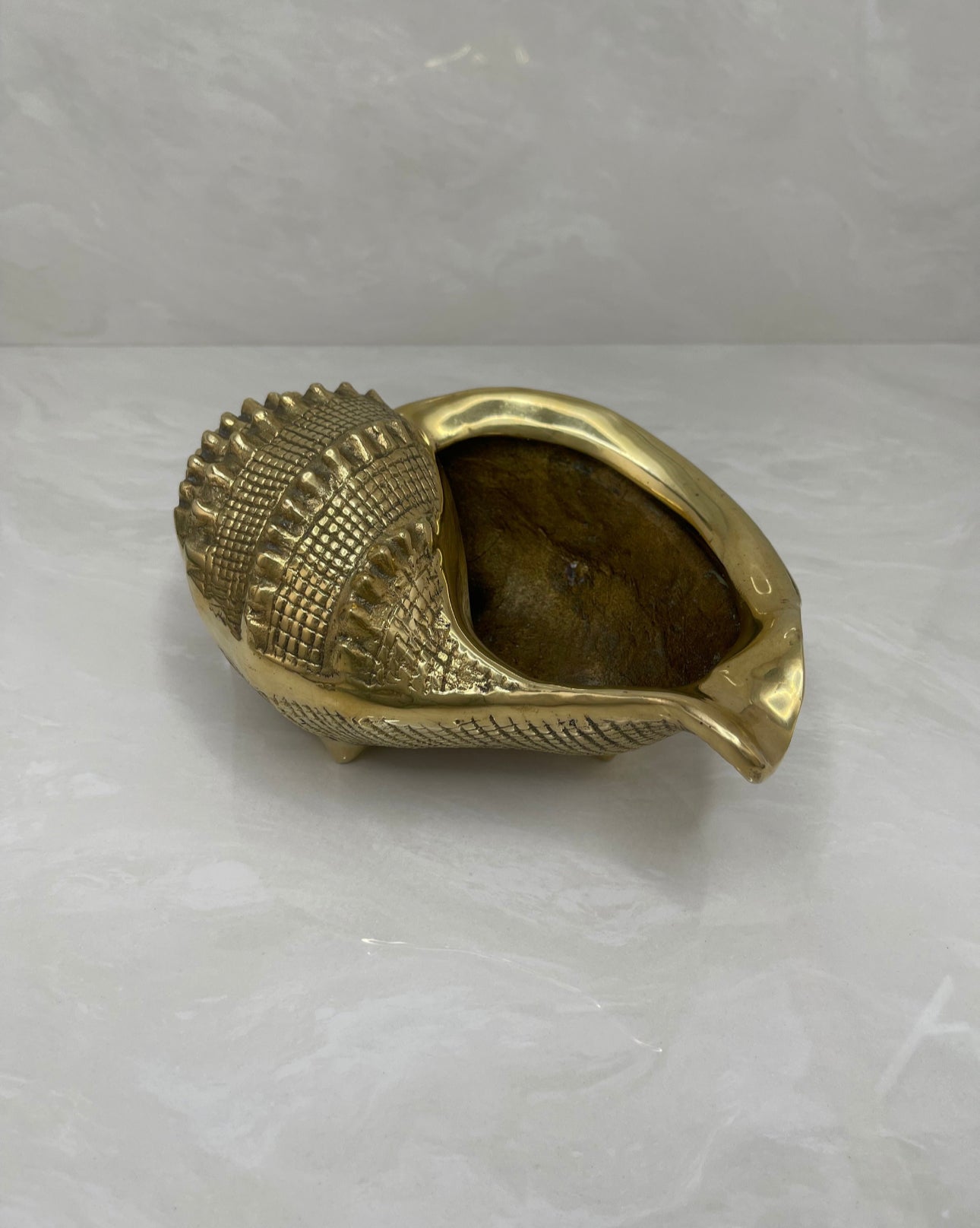 Vintage Brass MCM Shell Planter