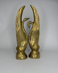 Pair Vintage Swan Bookends 15” | Brass Bird Sculptures, Hollywood Regency Decor