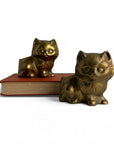 Vintage Brass Cat Planter Pair