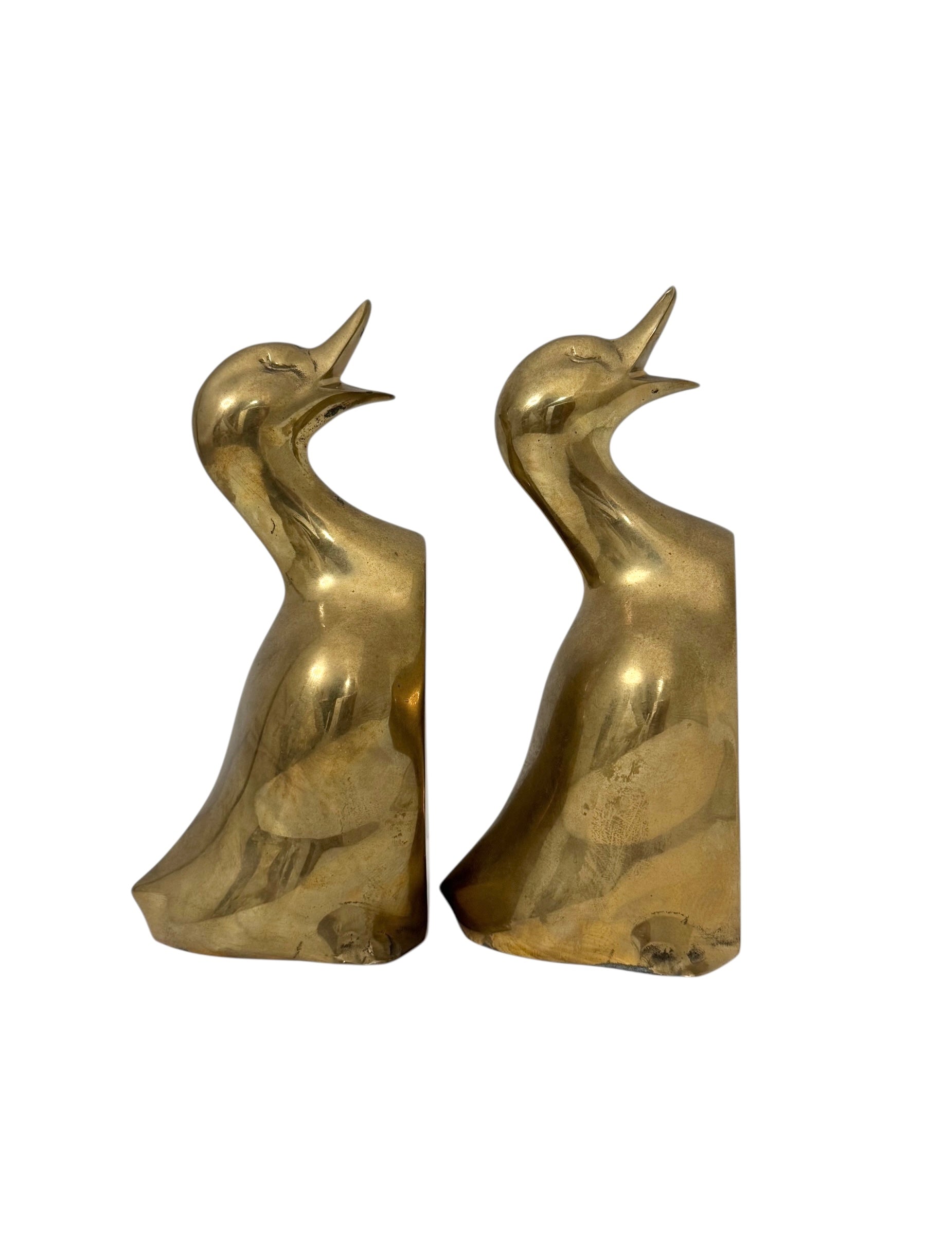 Vintage Brass Duck Bookends-A Pair