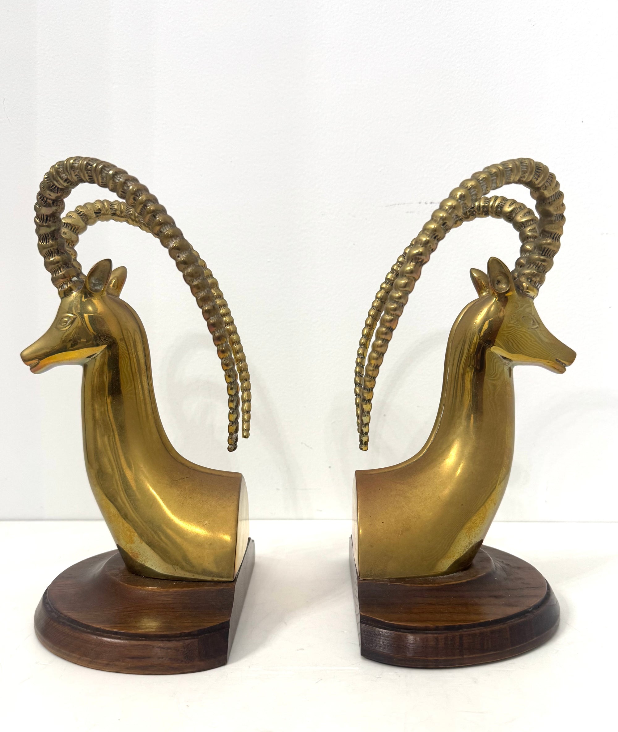 Vintage Sarréid Ltd. Brass Ibex Sculptures — Made in Spain, Mid-Century Modern Elegance